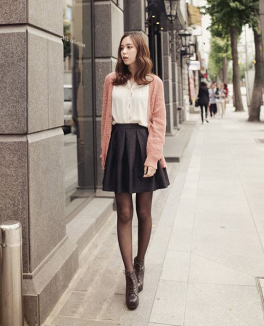 Trang phục học sinh mùa thu đẹp theo phong cách Hàn Quốc