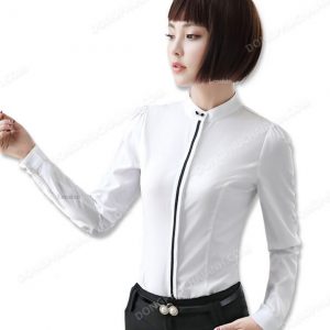 Mẫu đồng phục áo sơ mi nữ công sở điệu đà màu trắng
