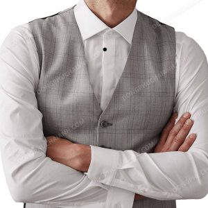 Phần đai khóa trên mẫu áo gile nam công sở cho phép tùy chỉnh theo phom dáng người mặc.