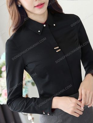 Mẫu áo sơ mi nữ đồng phục công sở màu đen