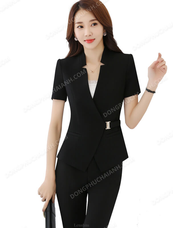 Mẫu đồng phục áo vest công sở nữ màu đen