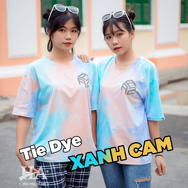Mẫu áo lớp Tie dye Xanh – Cam