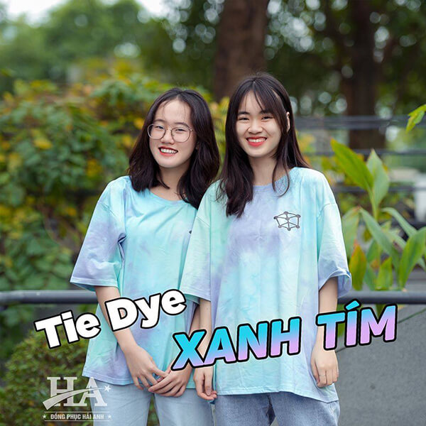 Mẫu áo lớp Tie dye Xanh – Tím