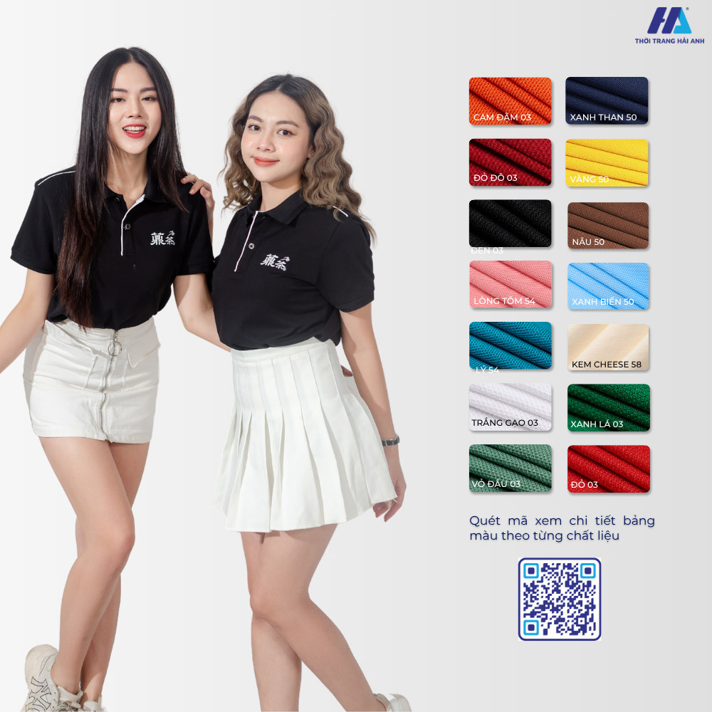 Tham khảo bảng màu áo polo đồng phục phối cầu vai tại Hải Anh