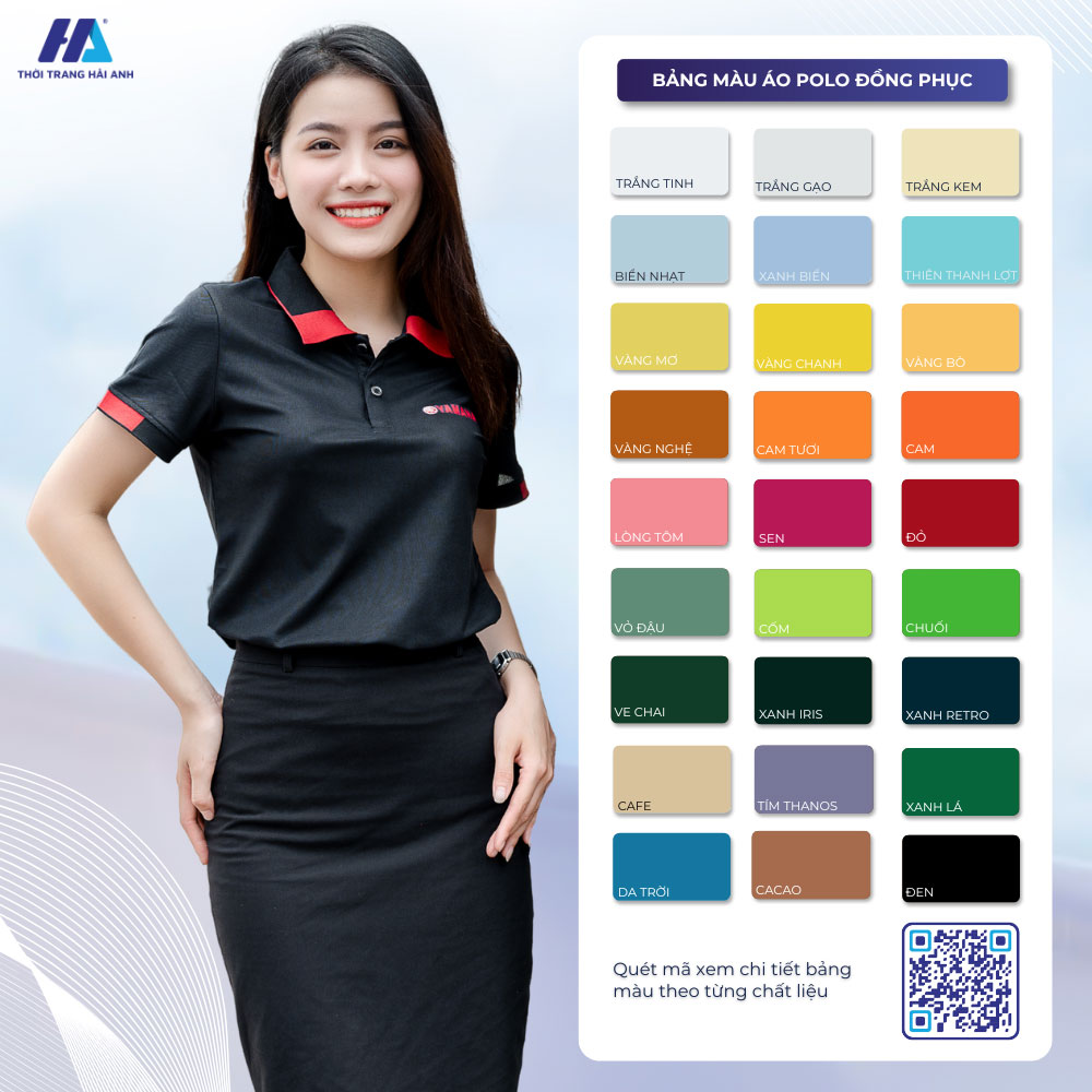 Gam màu đen sang trọng, lịch lãm của mẫu áo đồng phục polo công ty