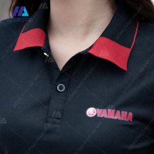Mẫu áo thun đồng phục có cổ đen đỏ Yamaha