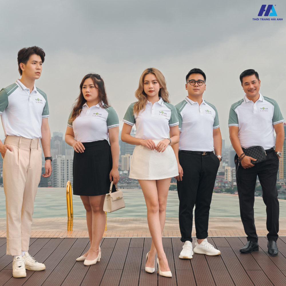 Những cách phối đồ cùng áo polo đồng phục màu trắng phối raglan