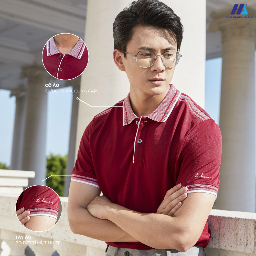 Sự tinh tế trong thiết kế kiểu dáng mẫu áo polo đồng phục La Bravoure màu đỏ