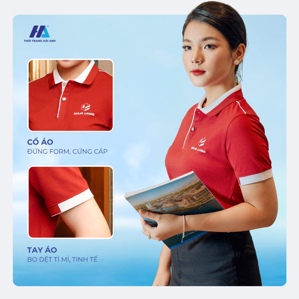 Kiểu dáng áo polo đồng phục tôn lên phong thái lịch lãm, chuyên nghiệp