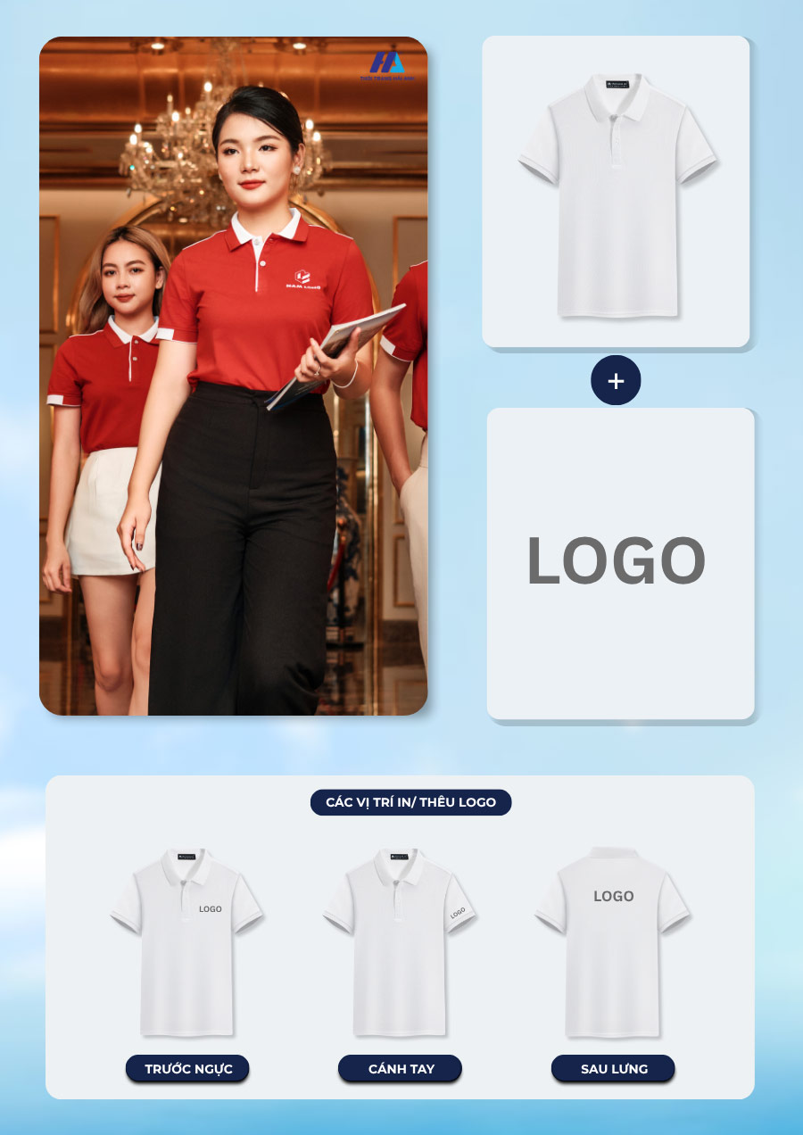 Hình in logo trên đồng phục thể hiện cho tính nhận diện của thương hiệu