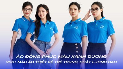 Áo đồng phục màu xanh dương thiết kế hiện đại mới nhất