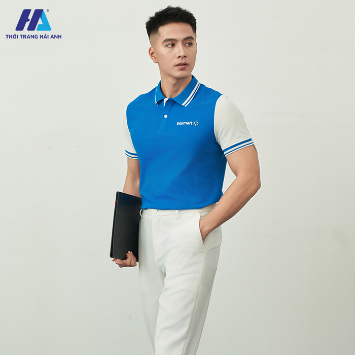 Đồng phục công ty màu xanh dương giúp tôn lên phong thái chỉn chu, chuyên nghiệp