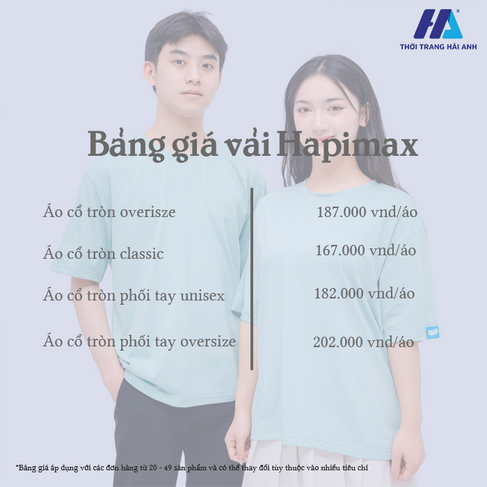 Giá áo thun đồng phục công ty vải Hapimax dao động từ 167.000vnd