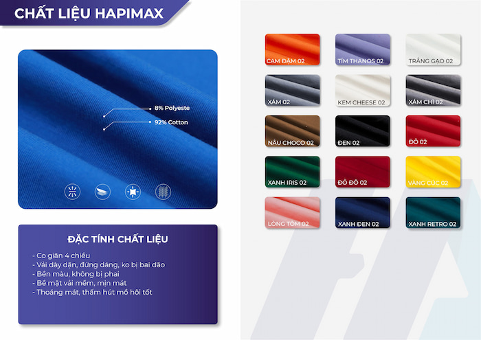 Bảng màu chi tiết vải cotton Hapimax