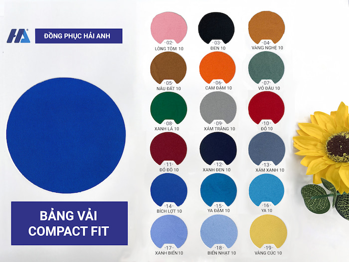 Bảng màu chất liệu vải Compact Fit đa dạng