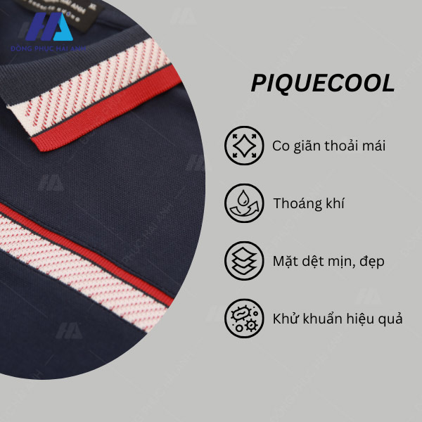 Áo thun đồng phục có cổ xanh dương La Bravoure sử dụng chất vải Piquecool cao cấp