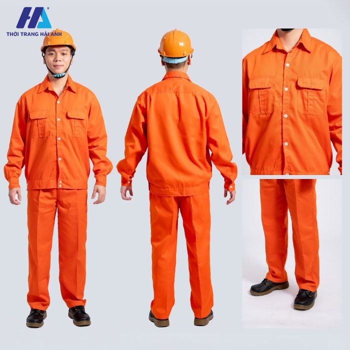 Mẫu đồng phục bảo hộ lao động màu cam chuyên nghiệp, dễ nhận diện