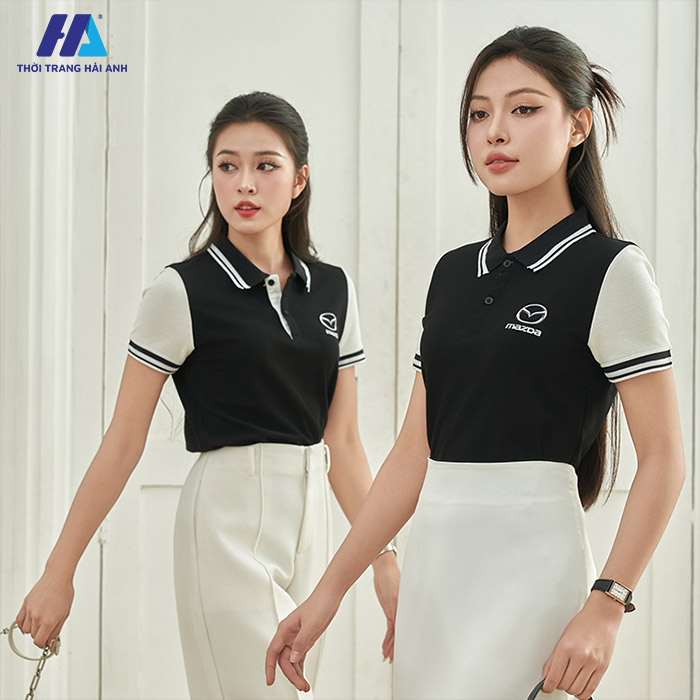 Mẫu đồng phục màu đen dễ dàng kết hợp với nhiều trang phục, phụ kiện