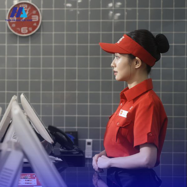 Đồng phục mũ lưỡi trai của nhân viên cửa hàng Lotteria