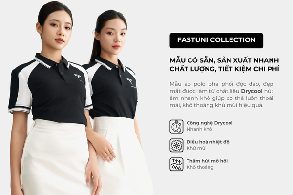 Chất liệu áo đồng phục polo màu đen FastUni