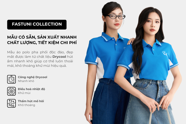 Chất liệu áo đồng phục polo màu xanh dương FastUni