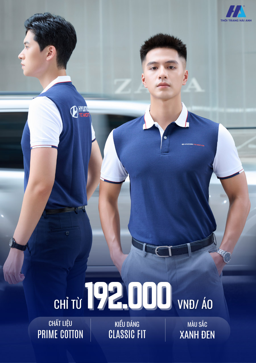 Đặc trưng của mẫu áo thun đồng phục FastUni màu xanh đen phối trắng