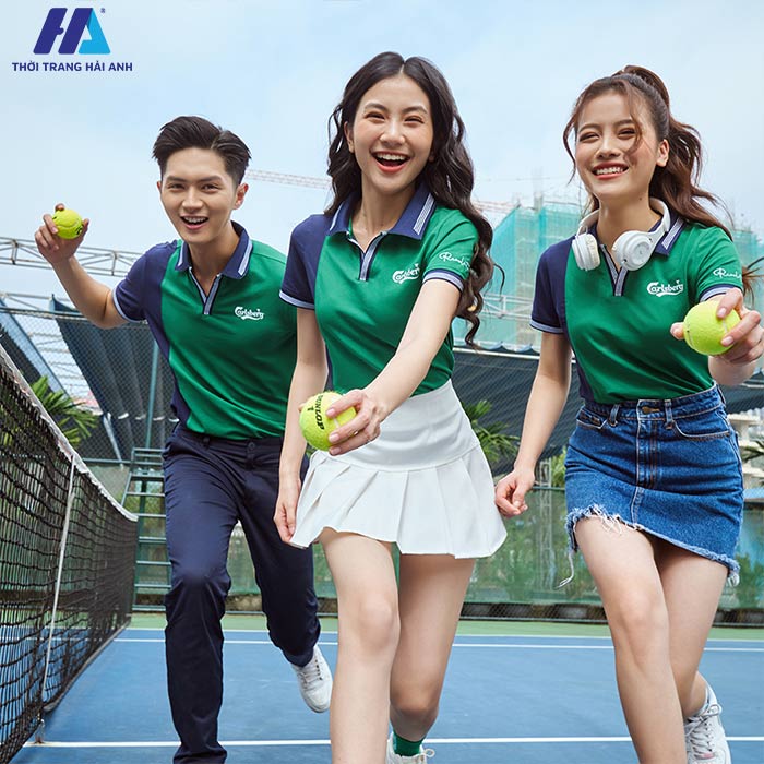 Thiết kế áo team building màu xanh lá cây năng động, trẻ trung