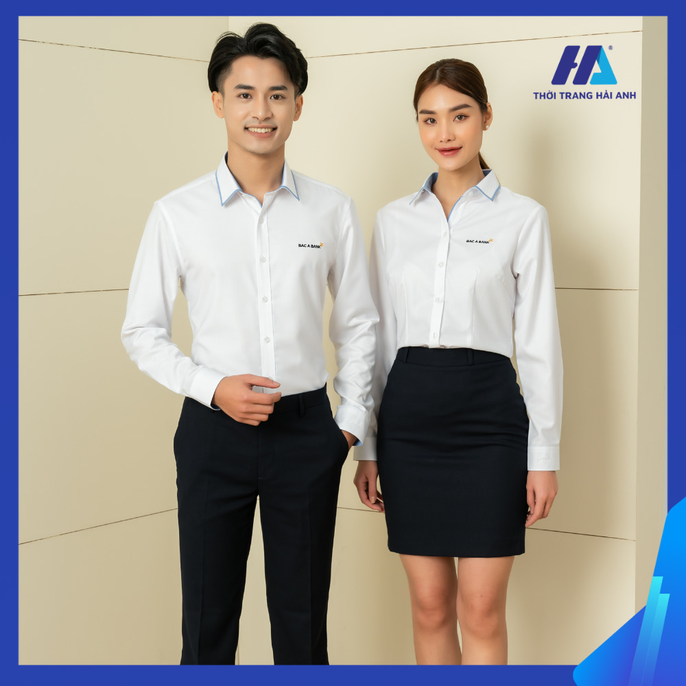 Mẫu áo sơ mi đồng phục BAC A BANK màu trắng Mẫu áo sơ mi đồng phục BAC A BANK màu trắng