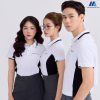 áo thun đồng phục công ty màu trắng phối thân đen