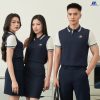 áo thun đồng phục công ty màu xanh đen phối trắng