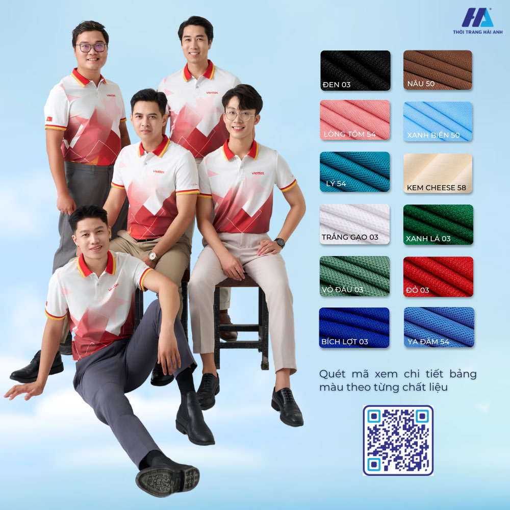 Áo polo màu trắng đỏ nổi bật thể hiện giá trị và tinh thần đoàn kết của tập thể