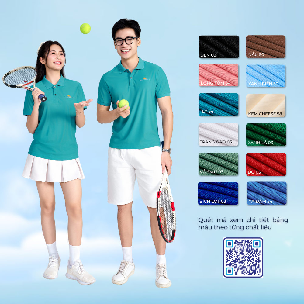 Bảng màu may áo thun polo Hải Anh cực kỳ đa dạng.