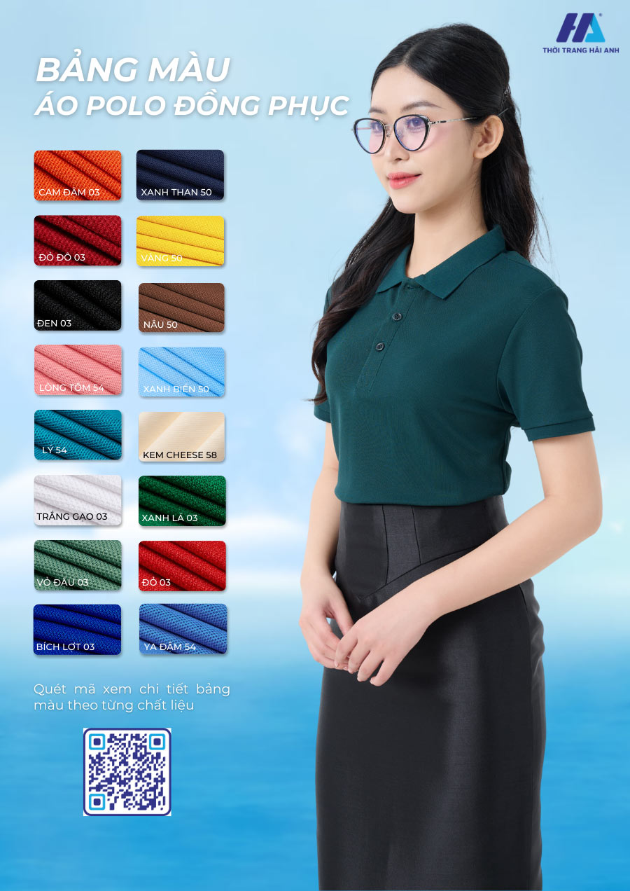 Áo đồng phục công ty màu ve chai tạo nên vẻ đẹp trẻ trung và thanh lịch