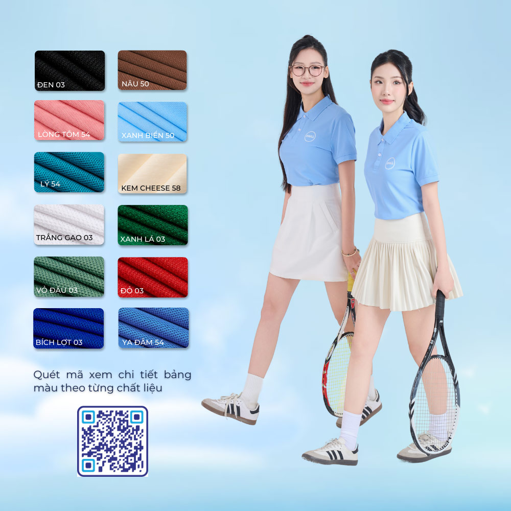 Áo thun đồng phục có bảng màu đa dạng như màu nâu, xanh lá, xanh biển,...