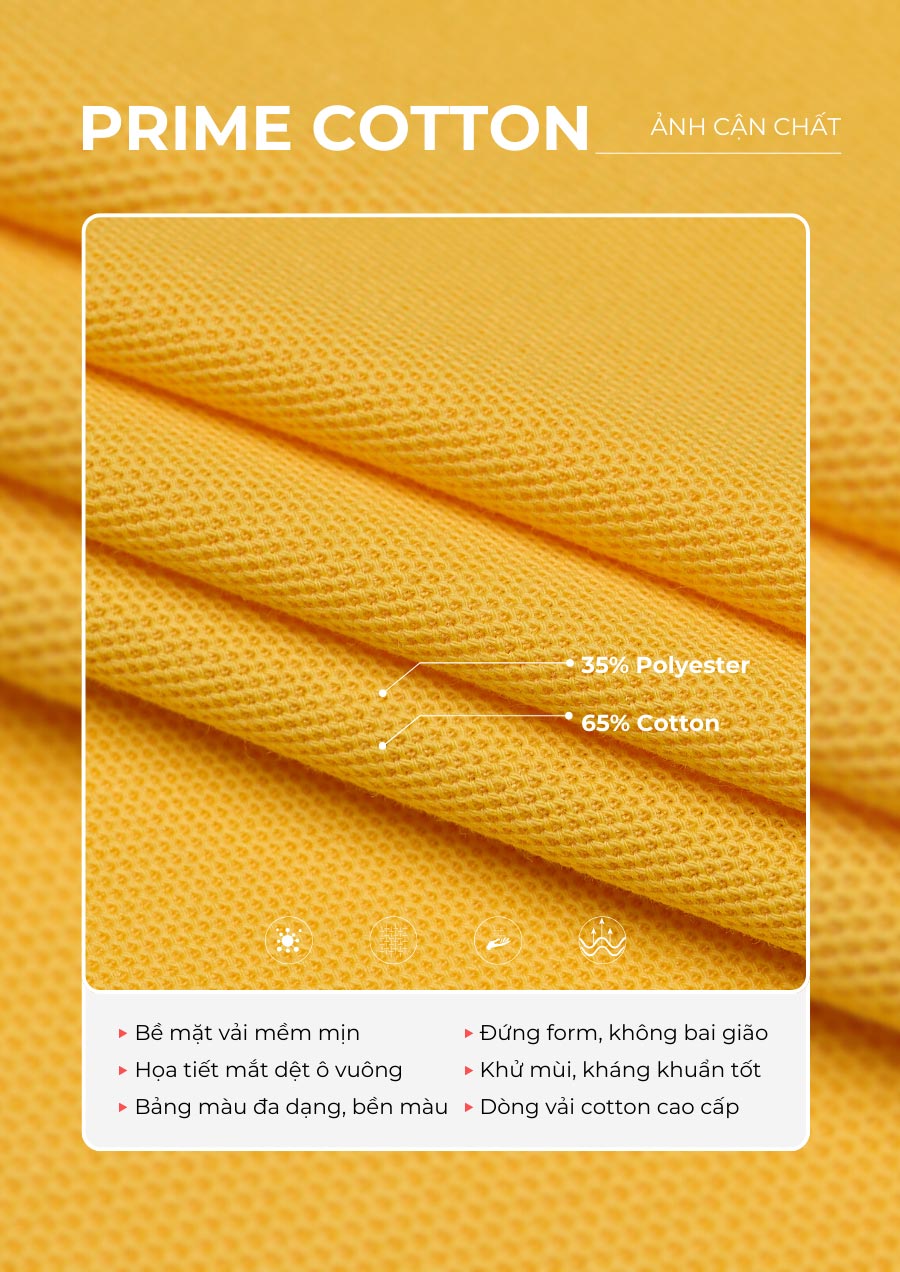 Vải Prime Cotton có khả năng khử mùi tốt được dùng để may áo đồng phục.