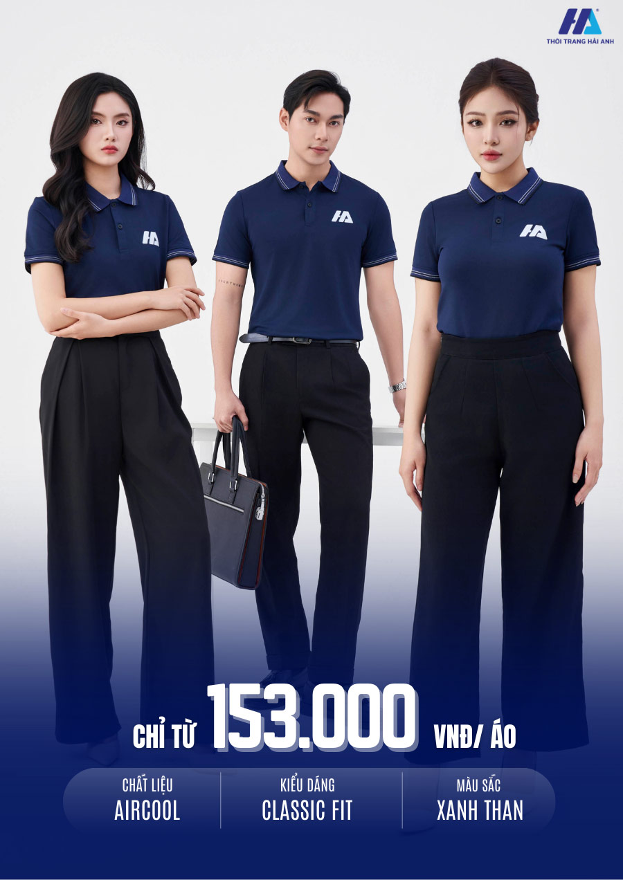 áo thun đồng phục công ty màu than với thiết kế tối giản, màu sắc trung tính dễ phối đồ