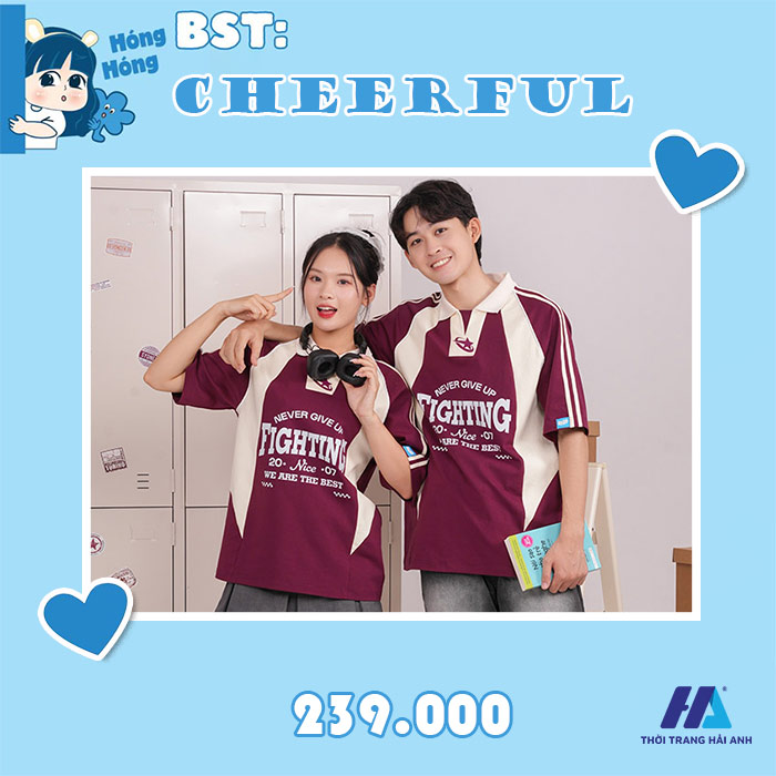 Giá bán áo phông lớp oversize Cheerful: 239.000vnd.