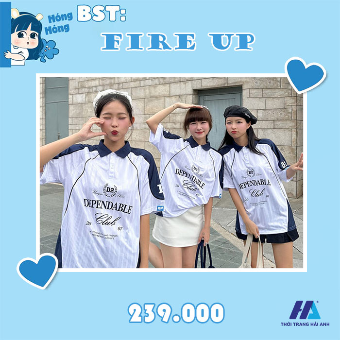 Giá bán mẫu áo lớp polo Fire Up: 239.000vnd.