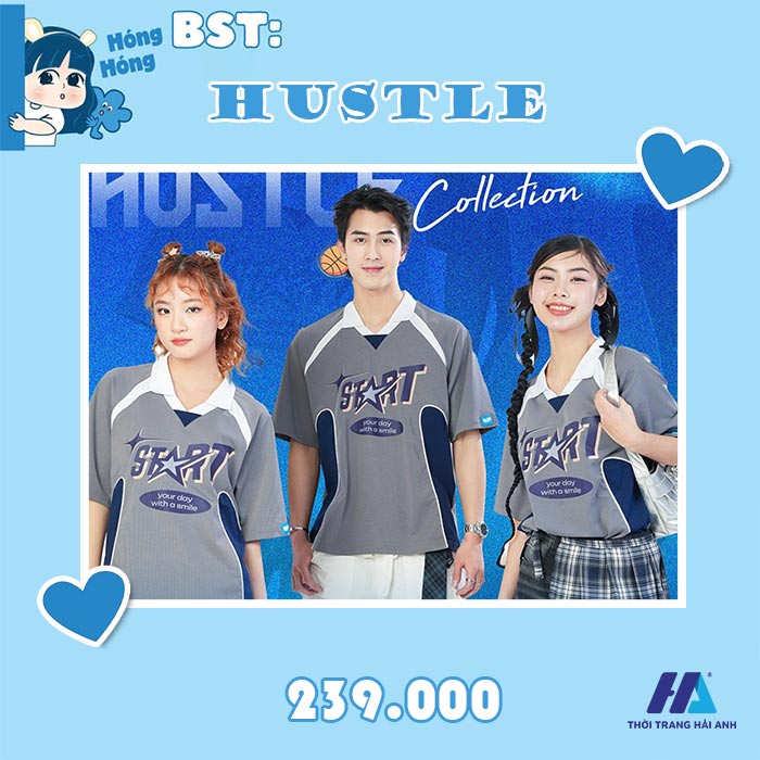 Giá bán sản phẩm áo lớp polo oversize Hustle: 239.000vnd.