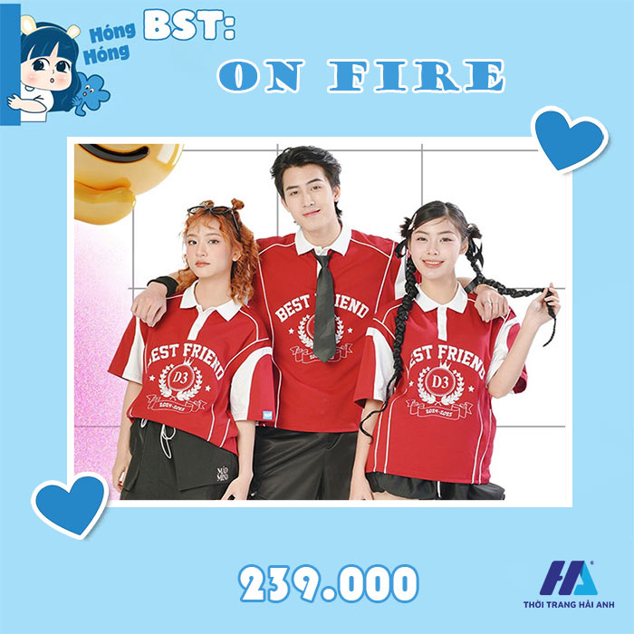 Giá bán áo lớp polo oversize On Fire: 239.000vnd.