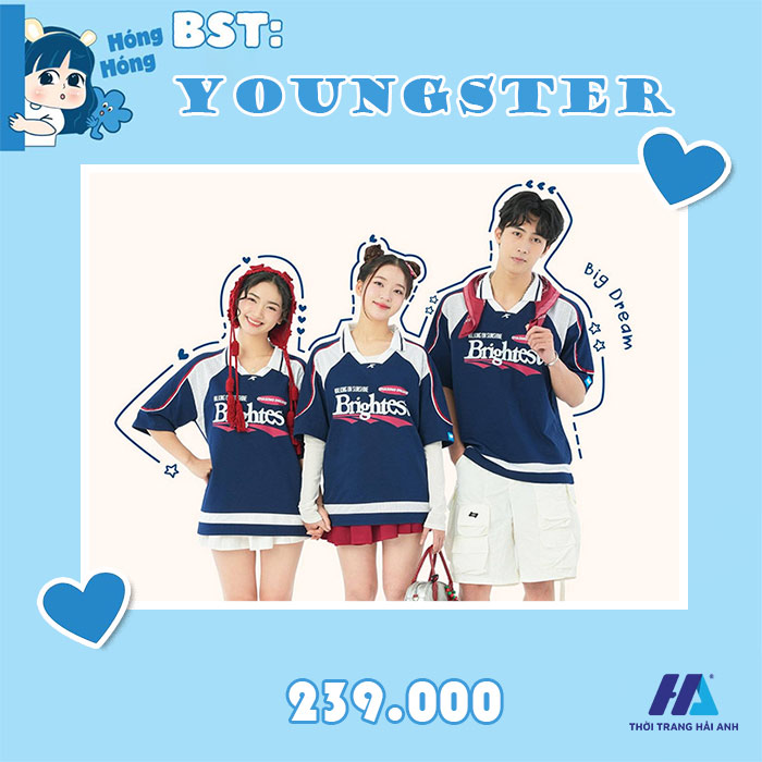 Giá bán áo phông lớp oversize Youngster : 239.000vnd.