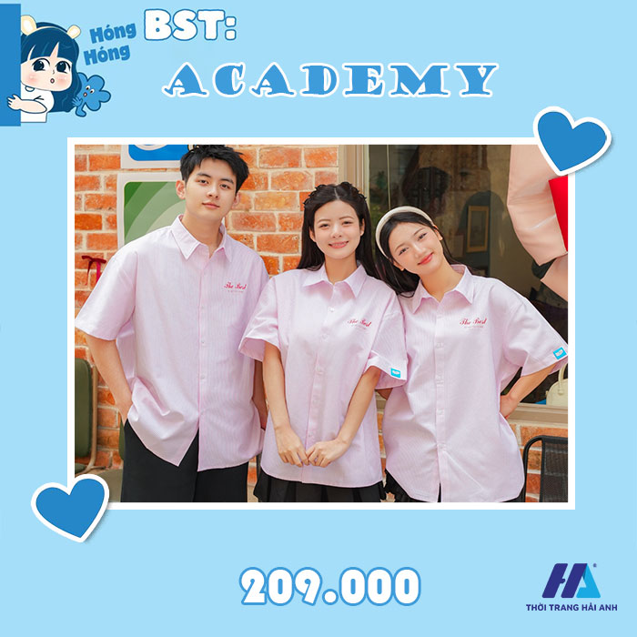 Giá bán sản phẩm áo lớp sơ mi oversize Academy: 209.000vnd.