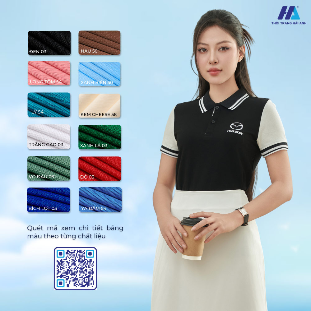 Áo thun đồng phục công ty màu đen phối trắng tạo nên vẻ đẹp tinh tế, đẳng cấp