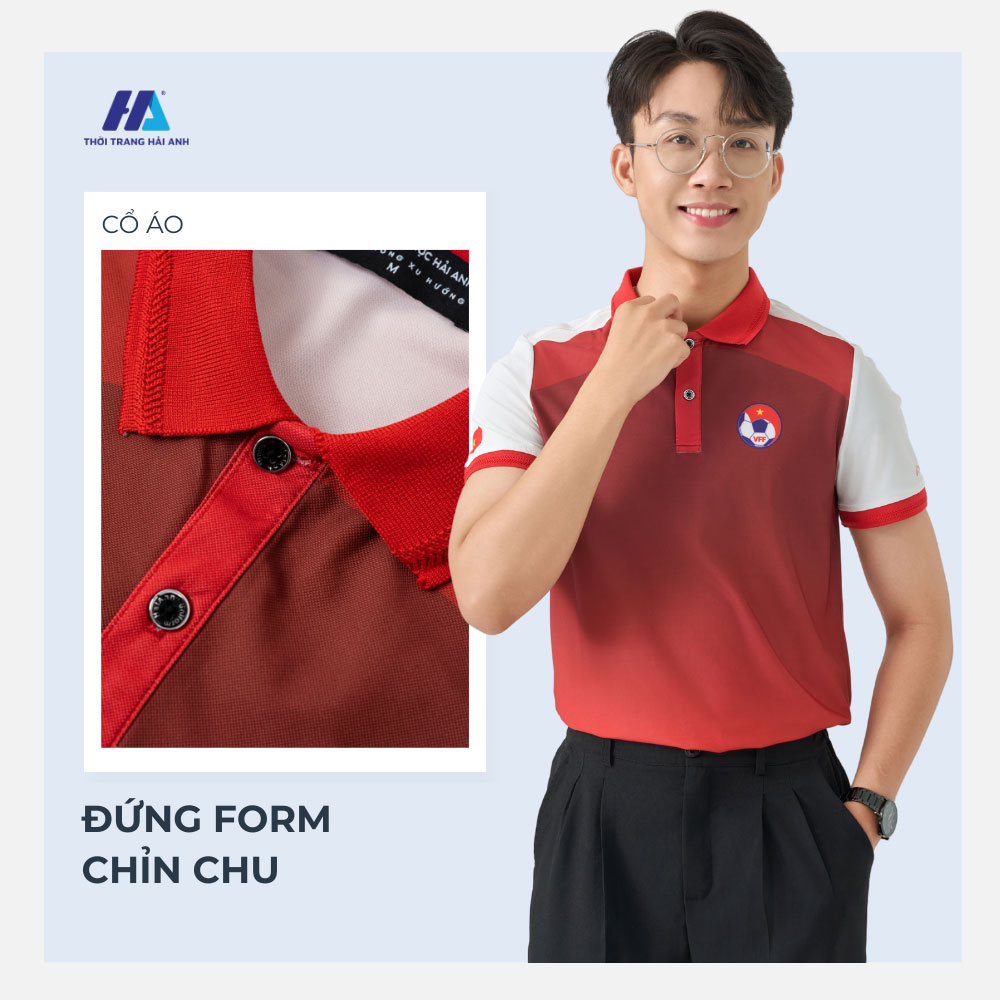 Áo polo đồng phục màu đỏ có thiết kế nổi bật, tôn dáng, thoải mái