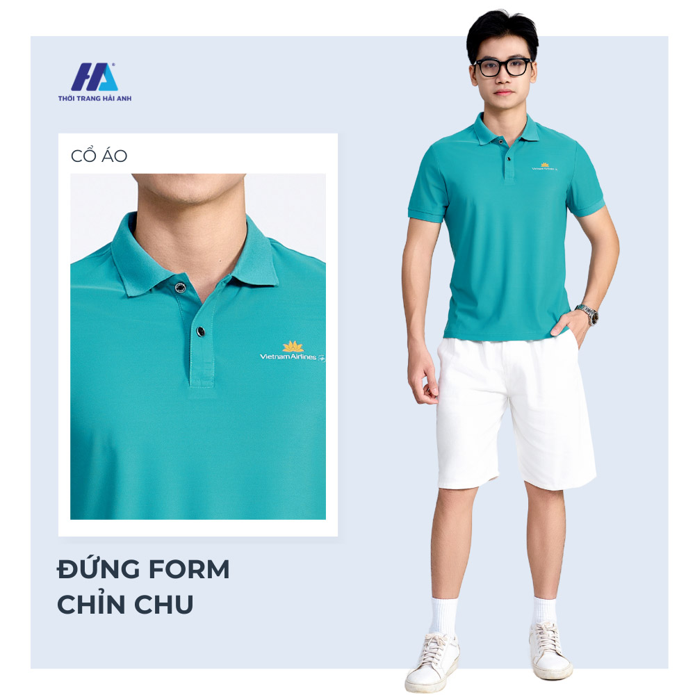Hình ảnh mẫu áo đồng phục xanh lý của Hải Anh.
