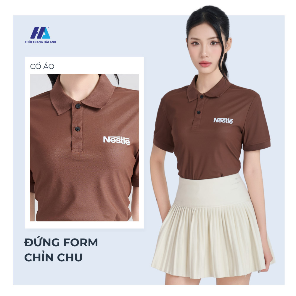 Thiết kế áo thun polo cổ đức form dáng regular fit tôn dáng và tạo sự linh hoạt