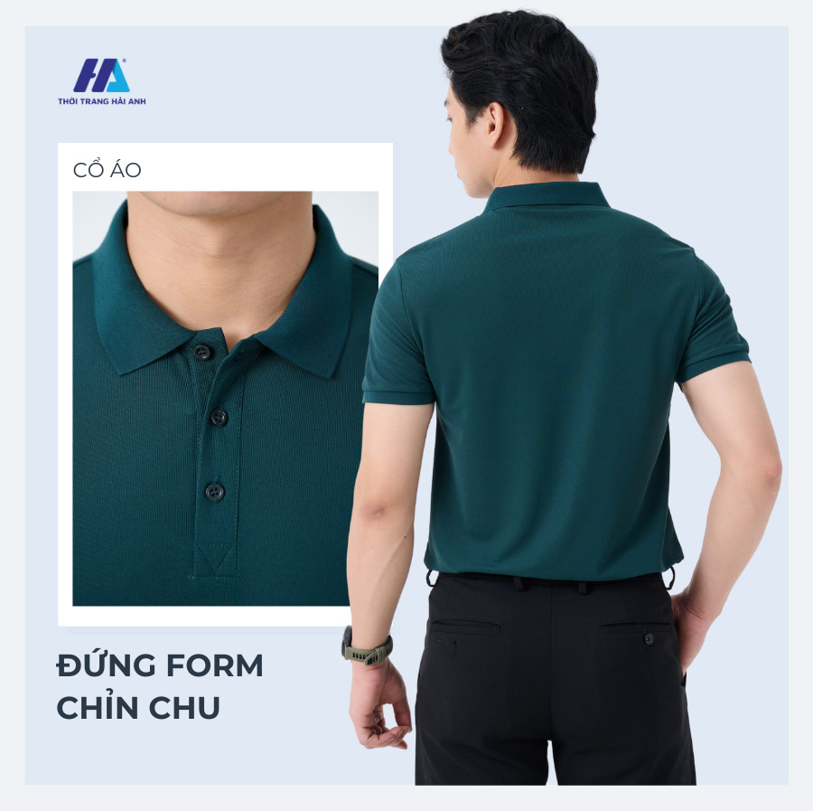 Áo đồng phục công ty màu ve chai có thiết kế thanh lịch và chuyên nghiệp