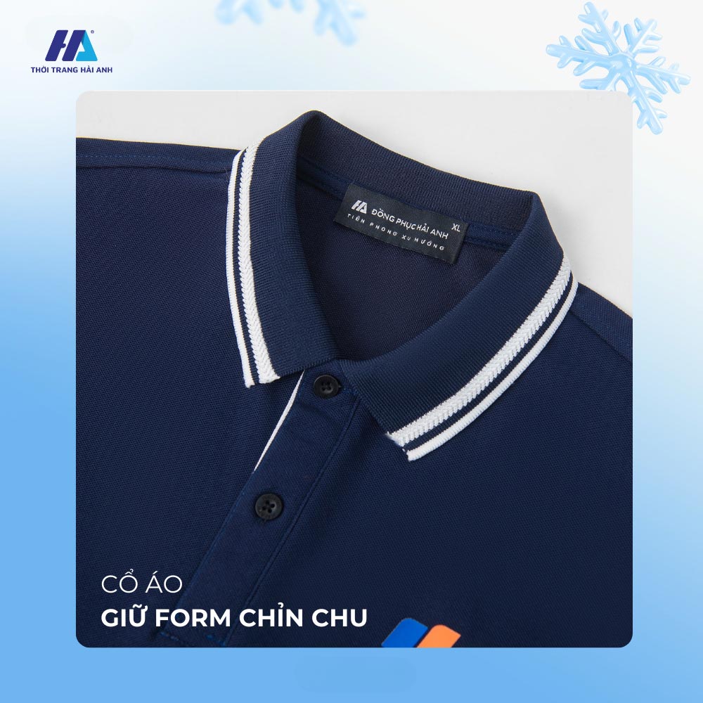 Thiết kế áo thun đồng phục màu xanh đen phối trắng, mang lại vẻ đẹp chuyên nghiệp và lịch lãm