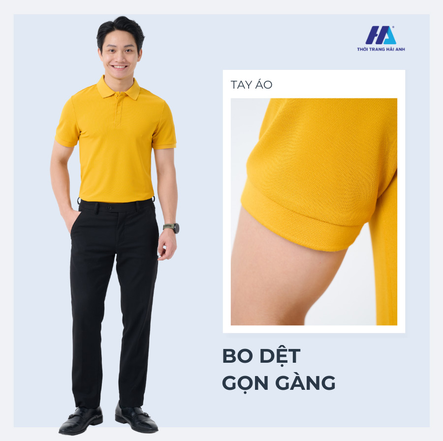 đồng phục công ty màu vàng nghệ với thiết kế nổi bật và chuyên nghiệp