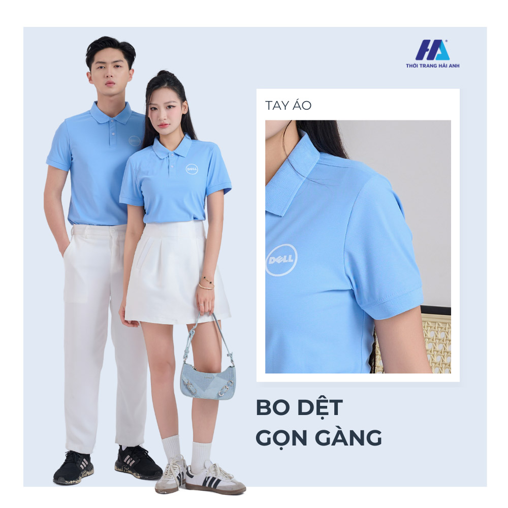 áo thun đồng phục công ty màu xanh biển thiết kế trẻ trung, năng động